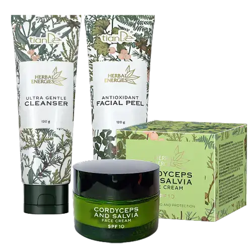 Zestaw do pielęgnacji twarzy z maczużnikiem i szałwią